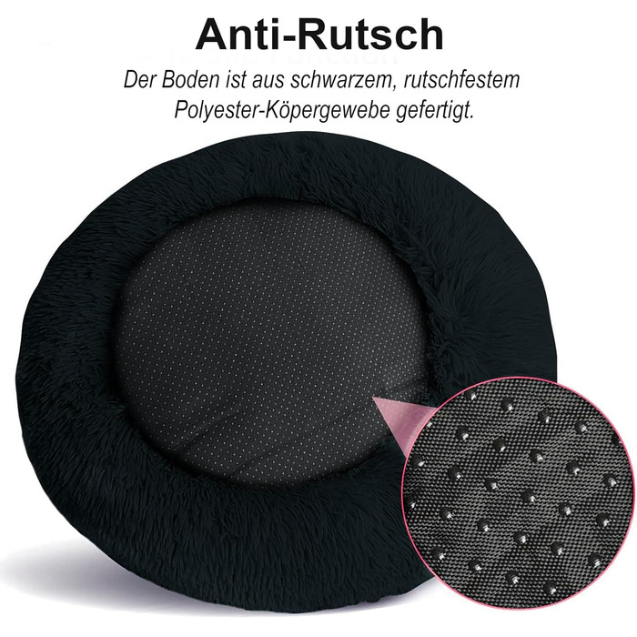 Крісло-лежанка для собак великих та середніх порід, 60 см Ø - М'яке та дихаюче ліжко для собак з неслизьким дном та піднятим бортиком, (76x76x27 см, Темно-синій)