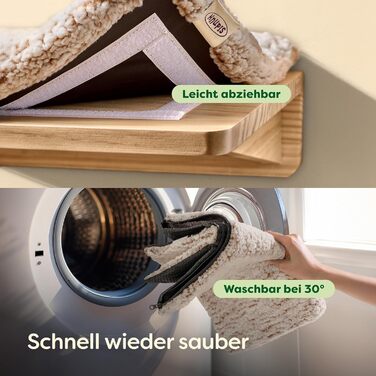 Комплект для котячого комплексу Knupis: Кліматична стіна з ліжком та 2 сходинками – Масивна деревина FSC® з сосни, стійка платформа до 30 кг – Для ігор та відпочинку - Бежевий