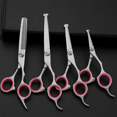 Набір професійних ножиць для грумінгу домашніх тварин, з нержавіючої сталі. Ножиці для стрижки, розріджуючі ножиці, вигнуті ножиці, безпечні закруглені кінчики.