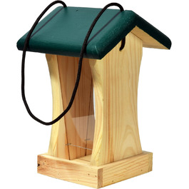 Годівниця для птахів Dobar® 90040FSCe Silo - годівничка з масиву дерева для саду, тераси, балкону - 22 x 25 x 28 см, зелена