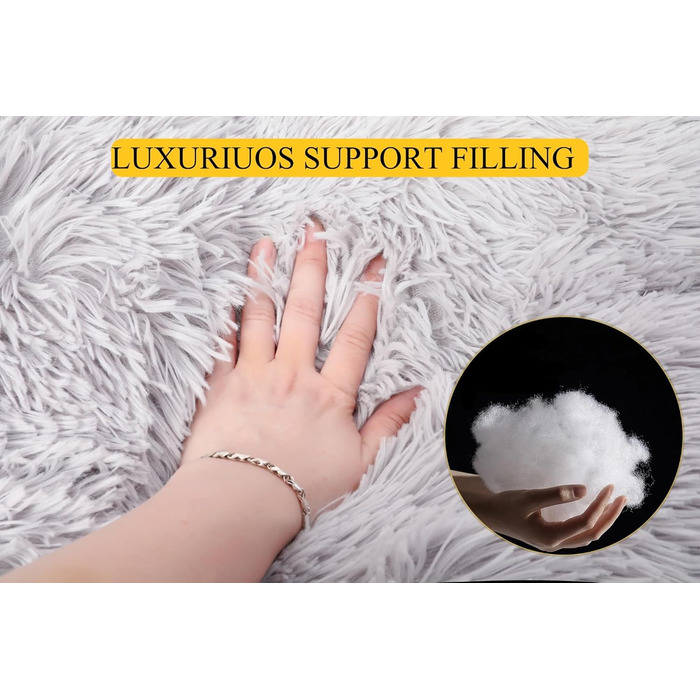 М'яке собаче ліжко для великих та середніх собак, плюшеве крісло-подушка для собак, товсті собачі матраци з неслизьким дном, пухнасте ліжко для домашніх тварин, можна прати та заспокоює (сірий, 80x118 см)