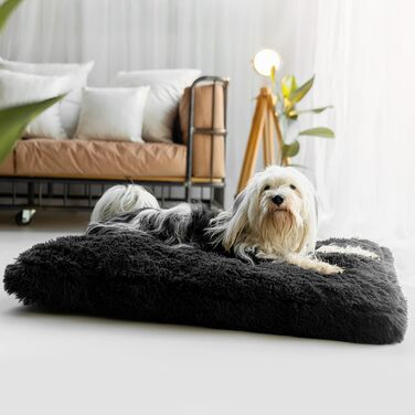 Плюшеве ліжко для собак petzy 100x70x14 см, антрацит, м'яке та пране, для великих, середніх і малих собак, товстий і зручний килимок, лежак та подушка для собак і котів