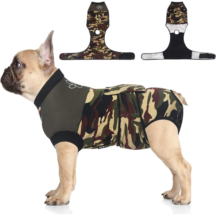 Тіло для собак після операції, захисний одяг для собак після кастрації/стерилізації, дихаючий, анти-витік ран, зелений, L