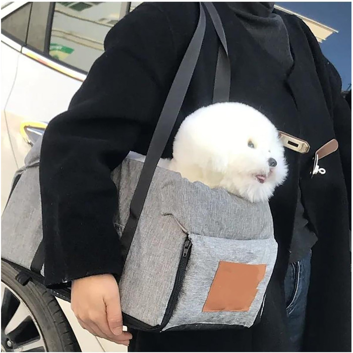 Автомобільний лежак для собак середніх та маленьких порід, переноска для котів та собак, зручний автотранспорт для тварин (сірий)