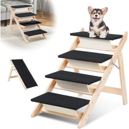 Сходинка для собак Vigevee 2-в-1: розкладна сходинка для домашніх тварин, 65.5 см, 4 сходинки, максимальне навантаження 80 кг, з антиковзким килимком для собак та котів