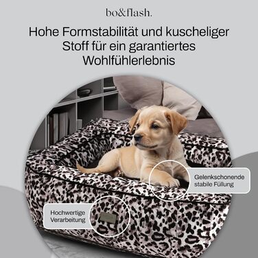 bo&flash Hundebett Boise 'Claudelle' - зручне ліжко для собак, розмір L - ліжко-софа для маленьких та великих собак, дизайн з можливістю прання, захищає суглоби, з антиковзким покриттям, Claudelle