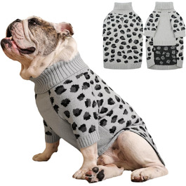 ROZKITCH Пуловер для собак середнього та великого розміру, теплий в'язаний пуловер, зимовий одяг для хаскі, біглів та догів, сірий, розмір L (спинка: 40 см)