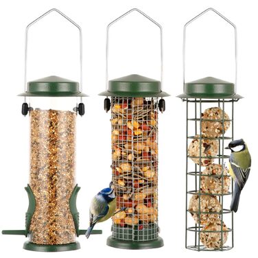 Набір годівниць для птахів Urban Deco (3 шт.), міцний металевий годівник, легко чистити та поповнювати, зелений