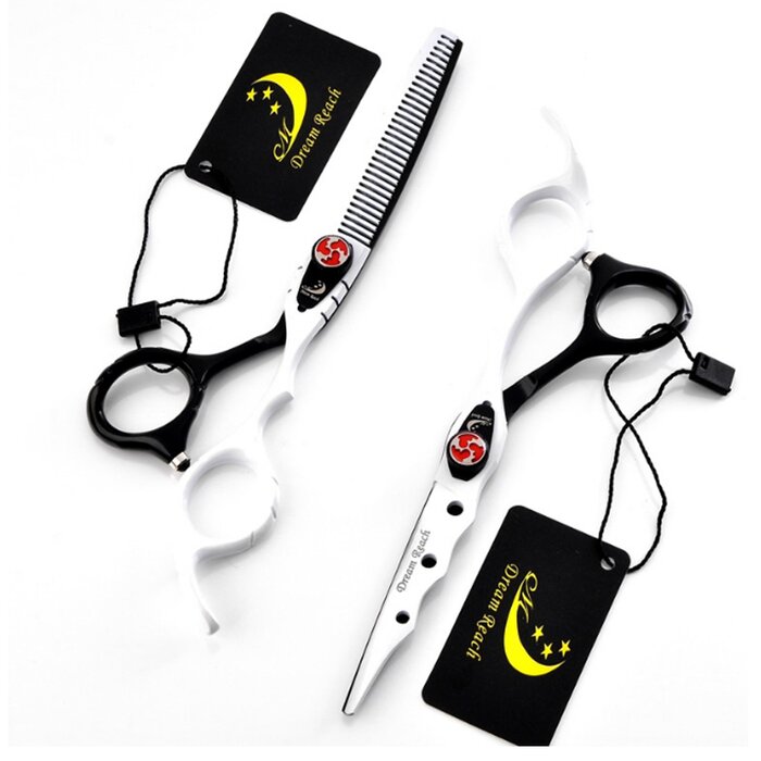 Професійні ножиці для грумінгу домашніх тварин, ножиці для вирівнювання волосся, чорно-білі ножиці для перукарів