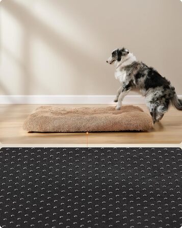 Ліжко для собак Feandrea, м'який килимок, плюшеве ліжко, 122 x 74 см, м'яка підстилка, миється, багатофункціональне, верблюжий колір