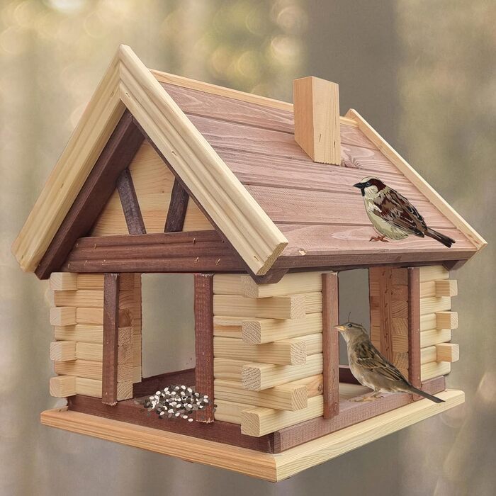 Дерев'яний годівничка для птахів VOGELHAUS, коричнева/натуральна