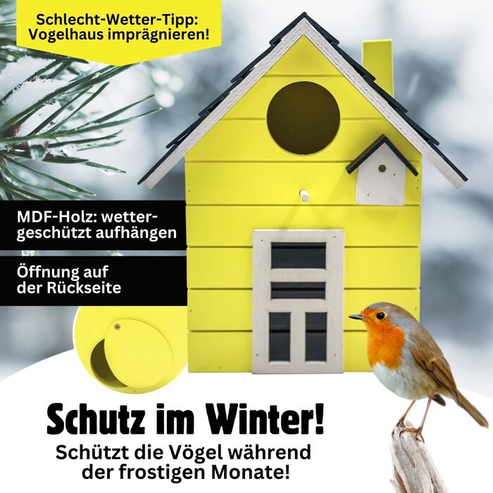 Пташник Vogelhaus No.64 для малих птахів (мезені, зяблики, чижики) - для дому та саду, різні кольори (темний жовтий)