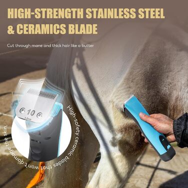 Машина для стрижки тварин CGOLDENWALL CG-CP-9060-1: акумулятор 1400mAh, кабель 3.5м, 3200-4000 об/хв, 2 швидкості, для собак, коней, кіз, корів та тварин з густою шерстю