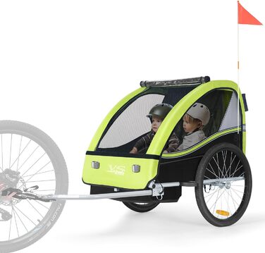 Дитячий причіп Tiggo VS 2 в 1: велосипедний причіп + коляска Jogger, 50202 (зелений лемон)