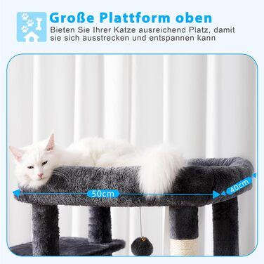 Котячий будиночок Hey-brother Kratzbaum: багатоповерховий, 145 см, сірий, з лежаком та гамаком