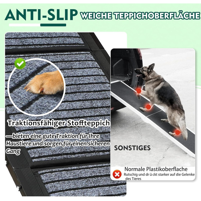 Рампа для собак Hunderampe Auto, автоматичне складання, антиковзаюча поверхня, для автомобілів, вантажівок та SUV, до 110 кг