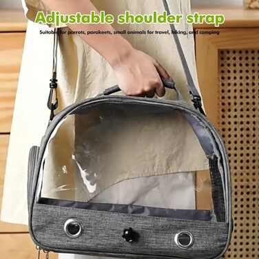 Транспортна сумка для птахів Vogel з ручкою та металевим підносом, переносна клітка, сумка для подорожей з папугами, рюкзак для птахів з дерев'яною ручкою, переносна сумка для маленьких тварин, переносна клітка для птахів (Сірий)
