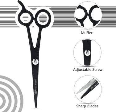 Професійні ножиці для перукарів Focus World 6.5 дюймів - японська сталь, чорний колір, для чоловіків та жінок