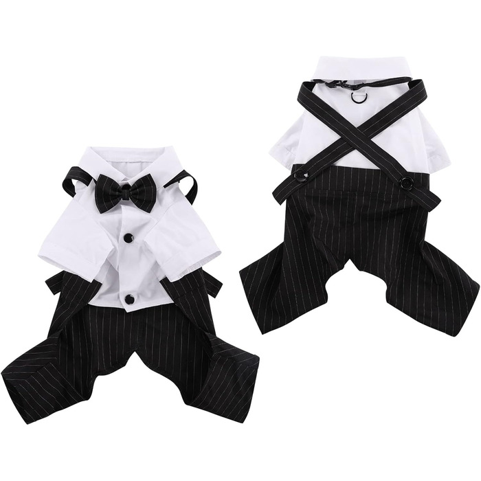 Смугастий костюм для собак ASENKU: смокінг з метеликом, формальний набір для свят, дня народження, чорний, XL-XXL
