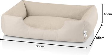 Ліжко для собак BedDog Zara, м'яке лежання для собак середніх порід, корзина для собак, диван для собак, знімний та пральний чохол, 80 x 65 x 18 см, світло-бежевий (LIGHT-SAND)