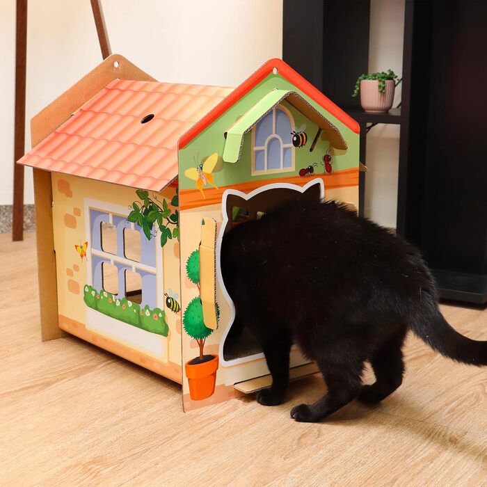 Дім-когтеточка Croci Villa Color для котів, 42x35x50 см, багатобарвний