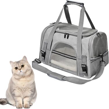 Транспортна сумка для кота та собаки, переноска для тварин з підстилкою, портативна, м'яка, складна, для цуценят та кошенят, дозволена авіакомпаніями