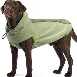 Зимовий теплий пуловер для собак середнього розміру Katzinst з отвором для повідка, легкий флісовий пуловер з регульованою капюшоном, для Французького бульдога, зелений (M)