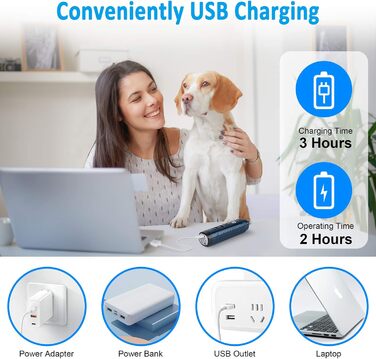 Електричний точилка для собак Casfuy з LED-підсвіткою, 4.8V, 2 швидкості, для середніх порід, тиха, акумуляторна, navy