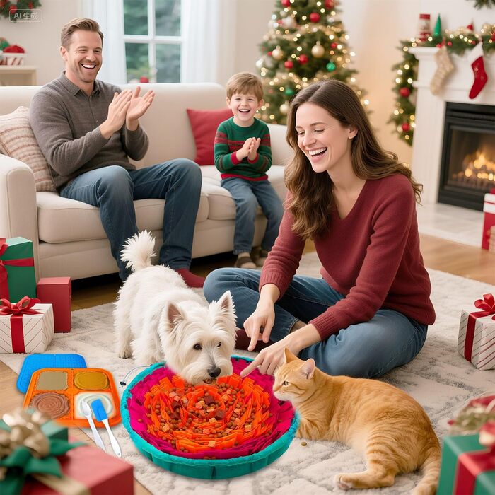 Нюхальна килимок для собак великих порід та силіконовий килимок для ласощів, інтерактивна іграшка-головоломка, щоб собака був зайнятий, розвиваюча нюхальна килимок для повільного годування. В комплекті: 1 великий (76,2 x 45,7 см) + 1 маленький (20,3 x 20,