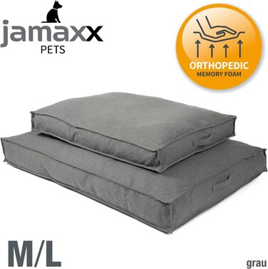 Ортопедичне лежак для собак JAMAXX Premium, лляна тканина, меморі пін, водовідштовхувальний, знімний чохол, 120x90 см, сірий
