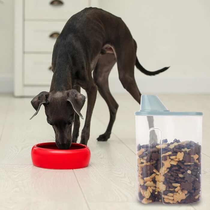 Контейнери для корму для собак 3 шт., 2,5 л, 15 x 23 см, контейнери для зберігання корму для домашніх тварин з мірними склянками, герметичні контейнери для корму для собак з виливною горловиною, пластикові контейнери для корму для котів