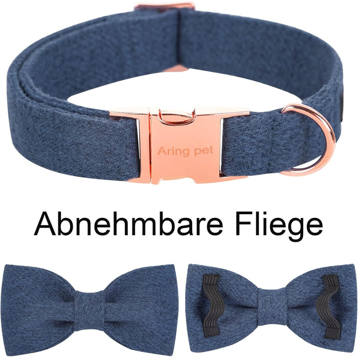 Нашийник для собак Aring Pet на Різдво, бавовняний нашийник з бантом, милий нашийник для собак, подарунок з металевою пряжкою, для великих собак (XS, темно-синій)