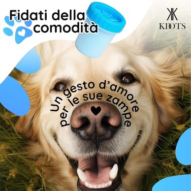 Силіконовий очищувач лап для собак з м'якою серветкою - безпечний засіб для миття лап для собак малого та середнього розміру (Блакитний, S/M)