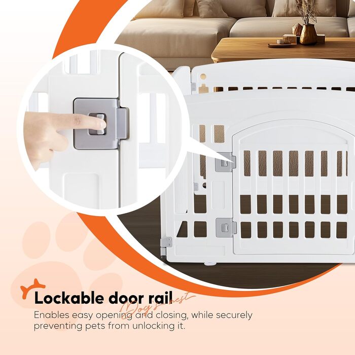 Клітка для собак HealSmart 4-панельна, 61 см, пластик, складана, портативна, біла. Безпечний загін для собак маленьких та середніх порід, для дому та вулиці