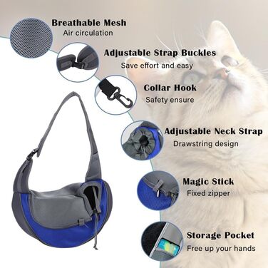Сумка-переноска для собак та котів XGOPTS, до 5 кг, блакитна, дихаюча, регульована