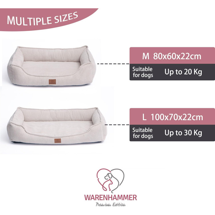 Ортопедичне собаче ліжко з корду, миється, з водонепроникним внутрішнім чохлом, для великих та середніх собак, бежеве (L)