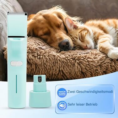 Набір для стрижки котів Dufuso Leise Schermaschine: 4 в 1, LED-підсвічування, професійний триммер для собак та котів, для догляду за лапами, очима, вухами, обличчям та тілом (білий/зелений)