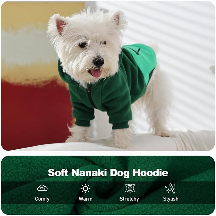Світшот з капюшоном для великих собак Nanaki, тепла флісова куртка з кишенею для хлопчиків та дівчаток, підходить для Бульдога, теплий зимовий одяг для собак (Сірий, X-Large Зелений)