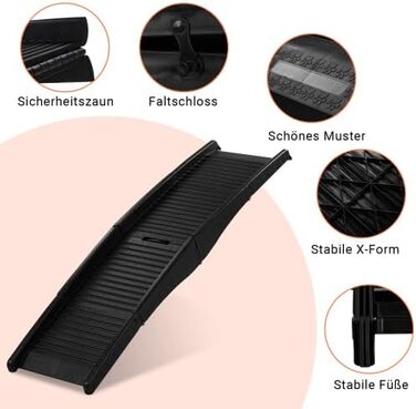 Сходинка для собак LEADZM, складана, до 50 кг, для багажника авто, 150x40 см, чорна