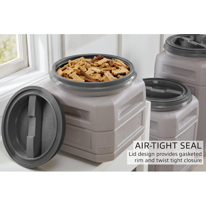 Контейнер для корму для собак та котів Mighty Tuff, 10.9 кг, з кришкою та ручками, BPA-free, Made in USA, 24 lbs