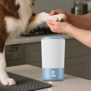 Електричний очищувач лап для тварин | Автоматичний мийник лап для собак, котів, цуценят | Blue and white