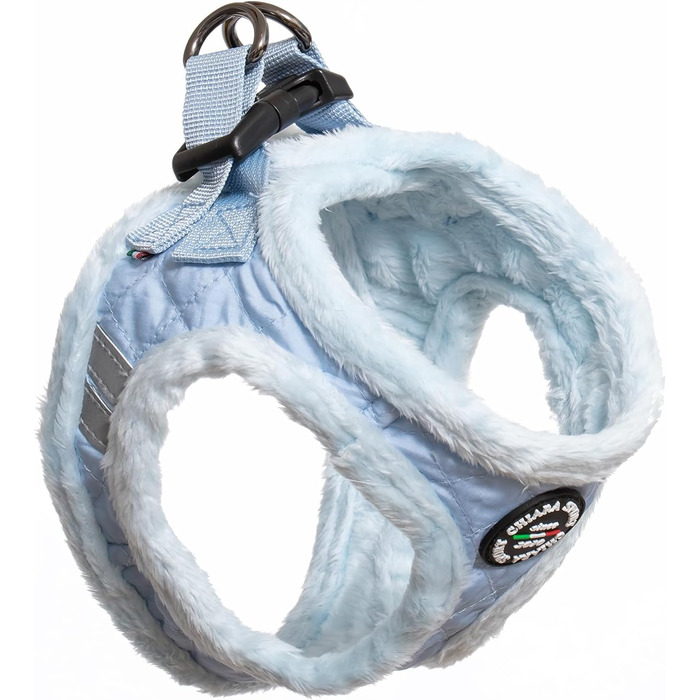 М'який нашийник для собак CHIARA MIA, розмір L, блакитний. Регульований, з водовідштовхувальним матеріалом та світловідбиваючими смугами.