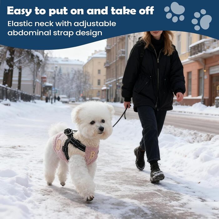 Зимовий теплий флісовий одяг для собак з коміром, для малих та середніх тварин. Зелено-білий/Рожево-білий