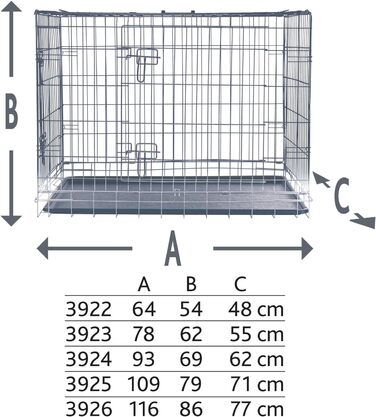Клітка для собак TRIXIE Home S, 64x54x48 см, металева, складана, 2 двері, з піддоном