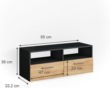 ТВ-тумба Vicco Diego, білий глянець, 95x38 см, антрацит