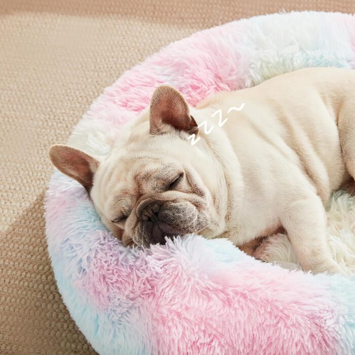 Кімната затишку Love's: ліжко для собак та котів, антистрес, кругленьке, з м'якого штучного хутра, миється, для малих та середніх тварин, сіре, 76.2 см