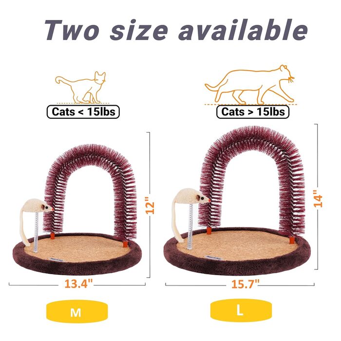 Happi N Pets Котячий дряпак із щіткою для самоочищення, масажер для котів, щітка для шерсті з міцною підставкою, котяча м'ята, інтерактивна іграшка-миша для кошенят