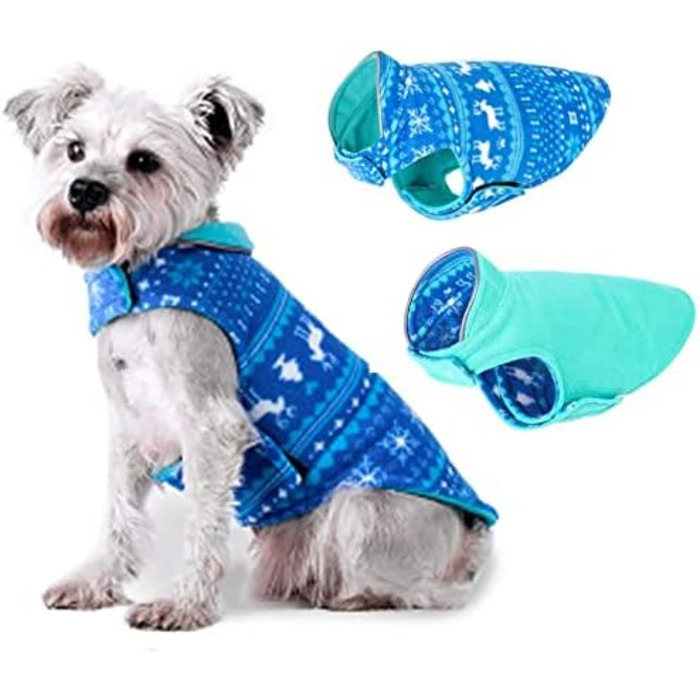 Флісовий теплий жилет для собак ABRRLO, світловідбиваючий, для маленьких та середніх собак, реверсивний, синій, XXL