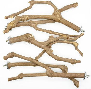 Натуральні гілки-стійки для птахів Allazone (5 шт.) - іграшки для папуг та інших птахів