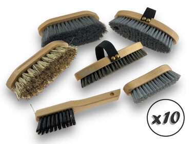 Комплект із 10 наборів для догляду за кіньми Kibros LOTEQUIT6x10, 60 якісних щіток для коня та поні, для чищення тіла, голови й копит